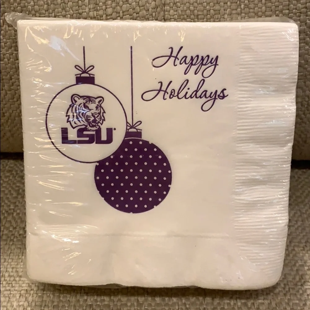 100 Embossed LSU Christmas Napkins 3 Ply